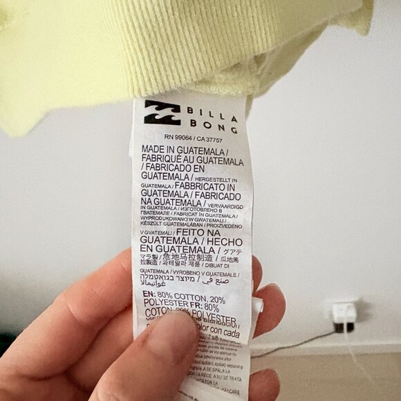 Billabong Ride In Oversized Crew Sweatshirt in Sunspell Yellow Size Medium - Picture 7 of 7